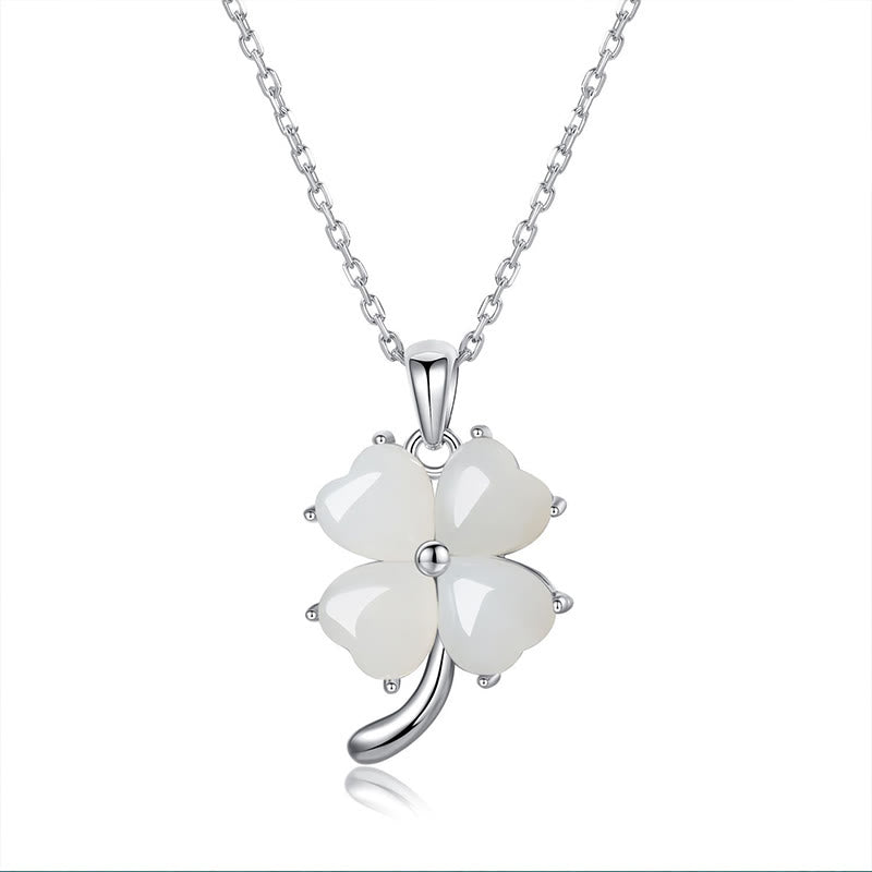 Buddha Stones和田翡翠 925 スターリングシルバー 四つ葉のクローバーネックレスペンダント - 925スターリングシルバーの和田翡翠 - image 9