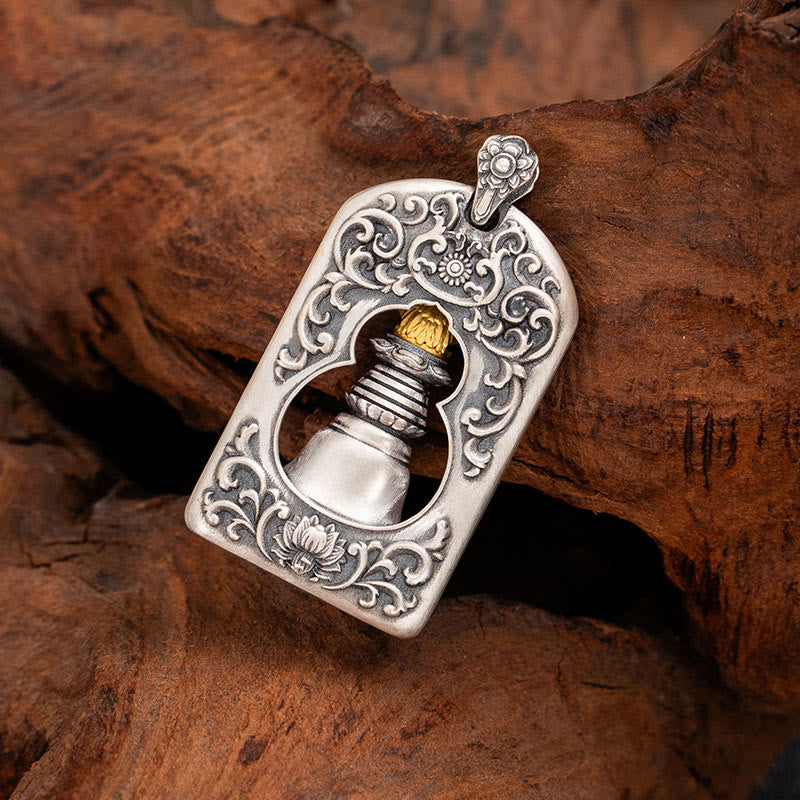 Buddha Stones925 スターリングシルバー チベット ガルーダ鳥 金剛杵 ドルジェベル 守護ネックレス ペンダント