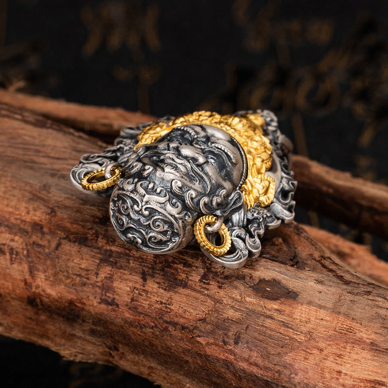 Buddha Stones925 スターリングシルバー チベット イエロー ジャンバラ 富の神 守護 ネックレス ペンダント