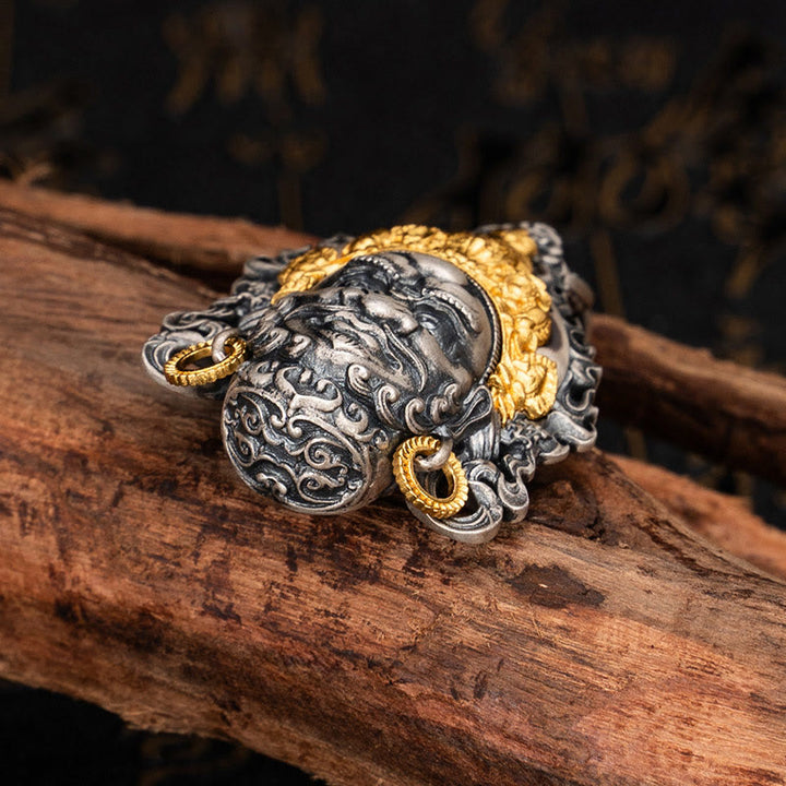 Buddha Stones925 スターリングシルバー チベット イエロー ジャンバラ 富の神 守護 ネックレス ペンダント