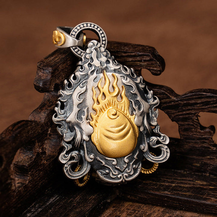 Buddha Stones925 スターリングシルバー チベット イエロー ジャンバラ 富の神 守護 ネックレス ペンダント