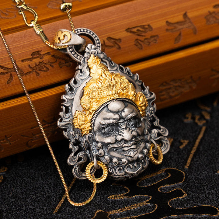 Buddha Stones925 スターリングシルバー チベット イエロー ジャンバラ 富の神 守護 ネックレス ペンダント