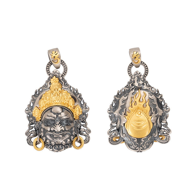 Buddha Stones925 スターリングシルバー チベット イエロー ジャンバラ 富の神 守護 ネックレス ペンダント