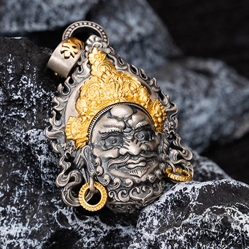 Buddha Stones925 スターリングシルバー チベット イエロー ジャンバラ 富の神 守護 ネックレス ペンダント