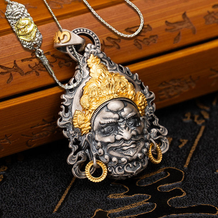 Buddha Stones925 スターリングシルバー チベット イエロー ジャンバラ 富の神 守護 ネックレス ペンダント