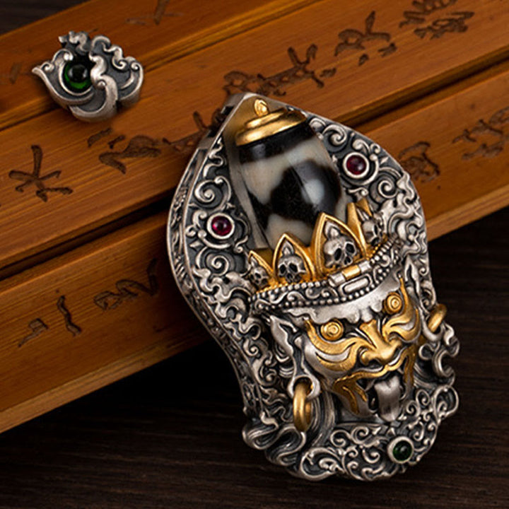 Buddha Stones925 スターリングシルバー チベット ザキラム 富の女神 ジビーズ 守護ネックレス ペンダント