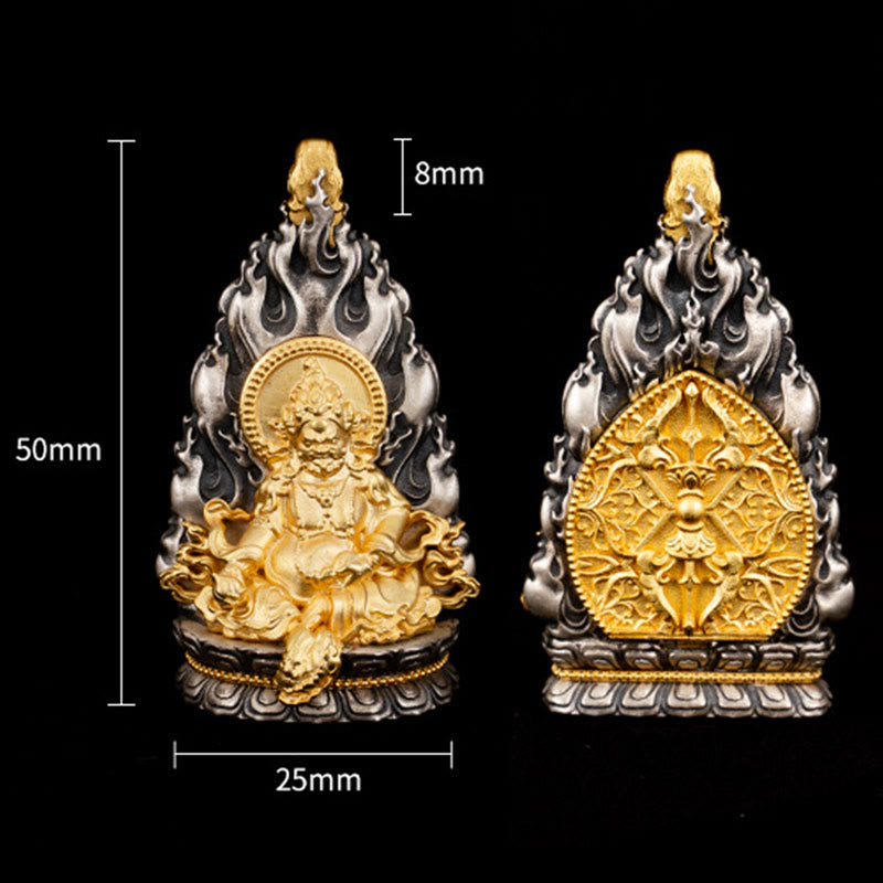 Buddha Stones925 スターリングシルバー チベット イエロー ジャンバラ 富の神 祝福 ネックレス ペンダント