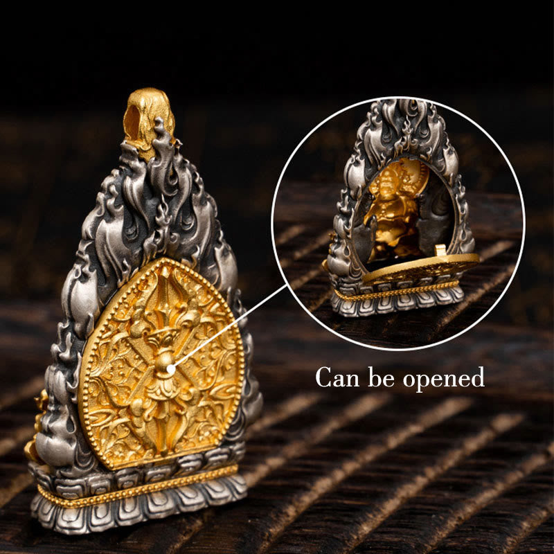 Buddha Stones925 スターリングシルバー チベット イエロー ジャンバラ 富の神 祝福 ネックレス ペンダント