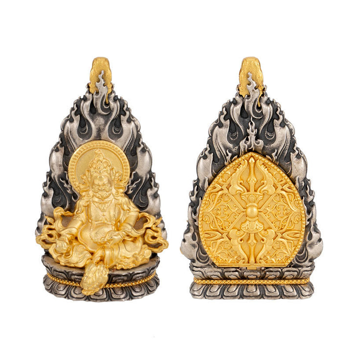 Buddha Stones925 スターリングシルバー チベット イエロー ジャンバラ 富の神 祝福 ネックレス ペンダント