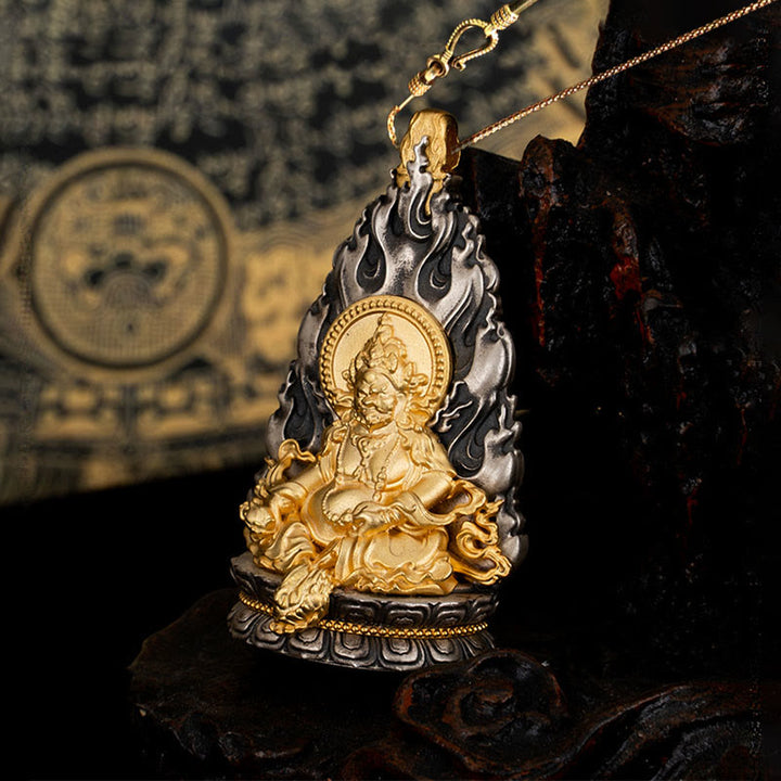 Buddha Stones925 スターリングシルバー チベット イエロー ジャンバラ 富の神 祝福 ネックレス ペンダント