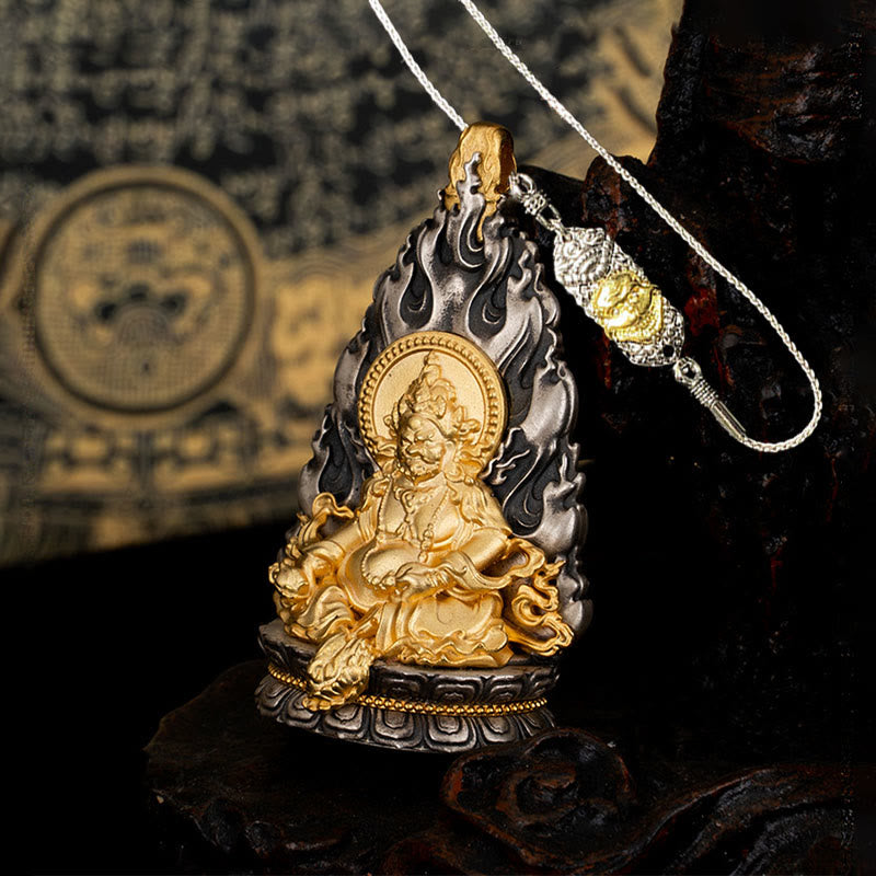 Buddha Stones925 スターリングシルバー チベット イエロー ジャンバラ 富の神 祝福 ネックレス ペンダント