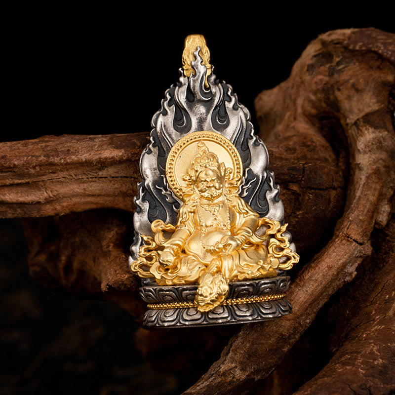 Buddha Stones925 スターリングシルバー チベット イエロー ジャンバラ 富の神 祝福 ネックレス ペンダント