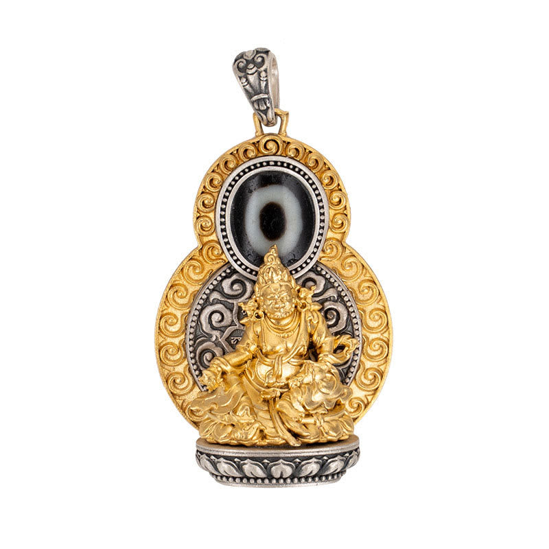 Buddha Stones925 スターリングシルバー チベット イエロー ジャンバラ 富の神 ジビーズオーム・マニ・パドメ・フム幸福のネックレスペンダント - image 13