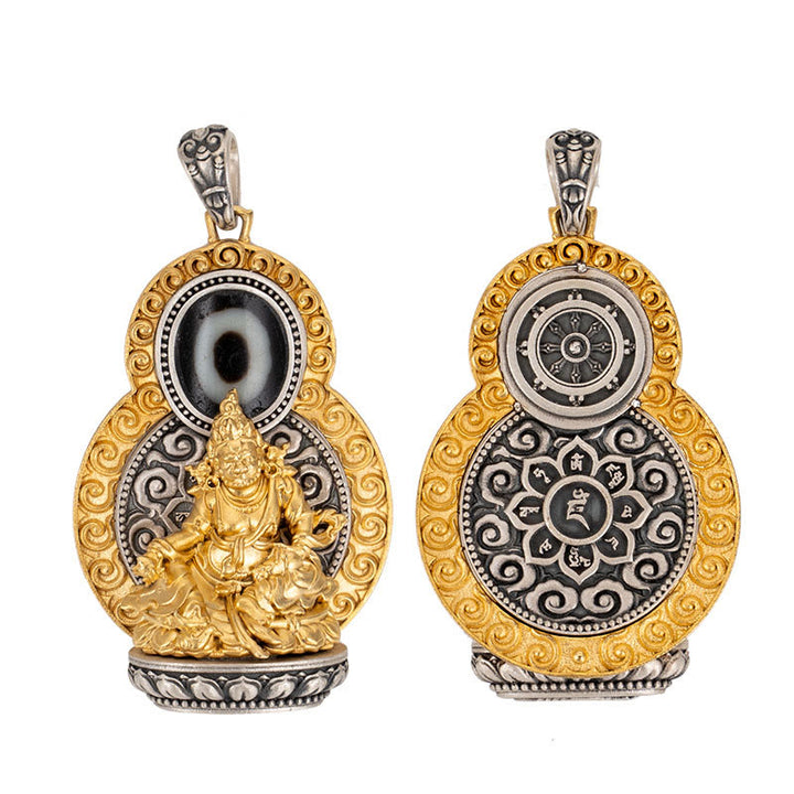 Buddha Stones925 スターリングシルバー チベット イエロー ジャンバラ 富の神 ジビーズオーム・マニ・パドメ・フム幸福のネックレスペンダント - image 12