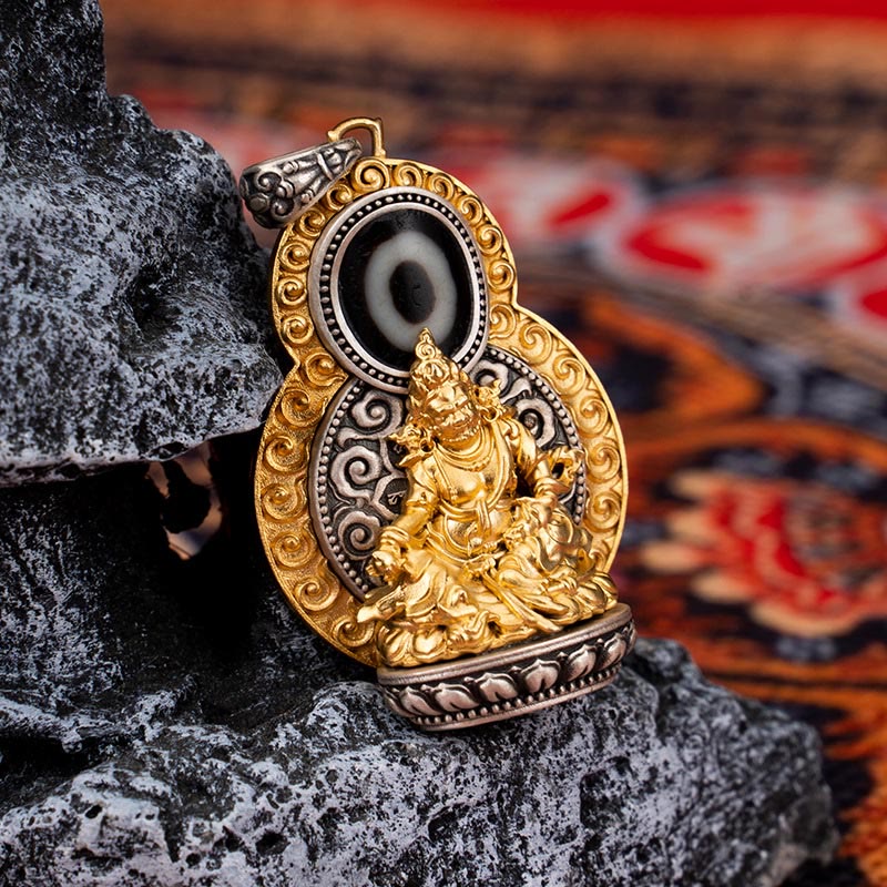 Buddha Stones925 スターリングシルバー チベット イエロー ジャンバラ 富の神 ジビーズオーム・マニ・パドメ・フム幸福のネックレスペンダント - イエロー ジャンバラ（ペンダントのみ） - image 1