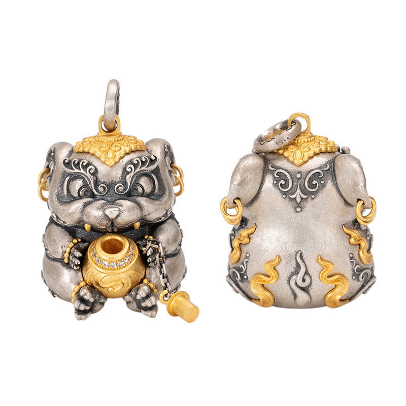 Buddha Stones925 スターリングシルバー チベット宝吐きネズミ除けネックレスペンダント