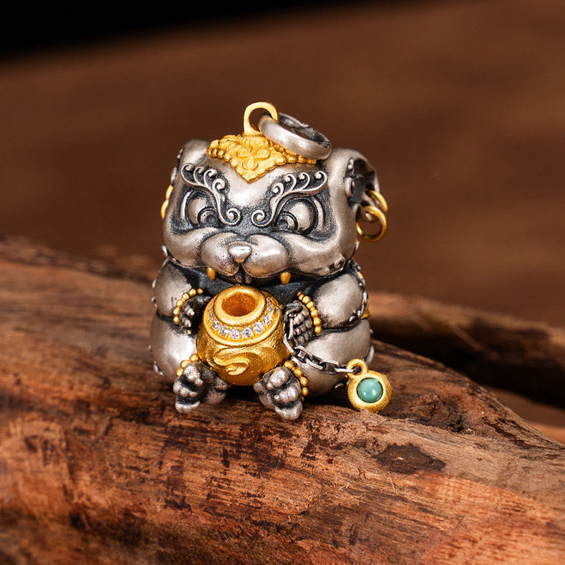 Buddha Stones925 スターリングシルバー チベット宝吐きネズミ除けネックレスペンダント