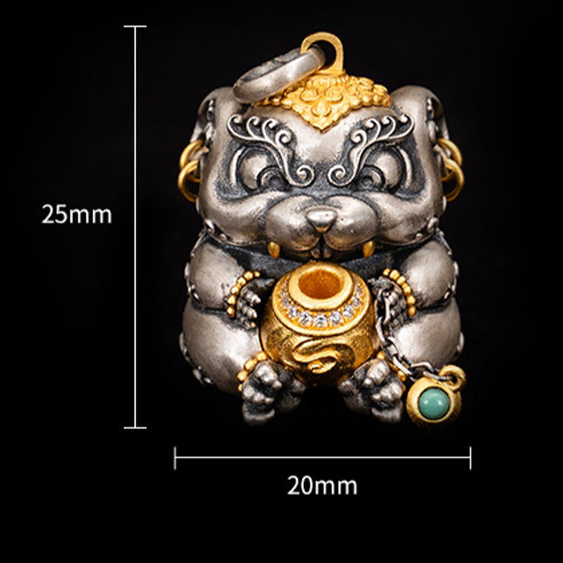 Buddha Stones925 スターリングシルバー チベット宝吐きネズミ除けネックレスペンダント
