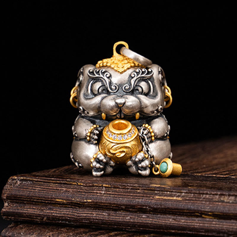 Buddha Stones925 スターリングシルバー チベット宝吐きネズミ除けネックレスペンダント
