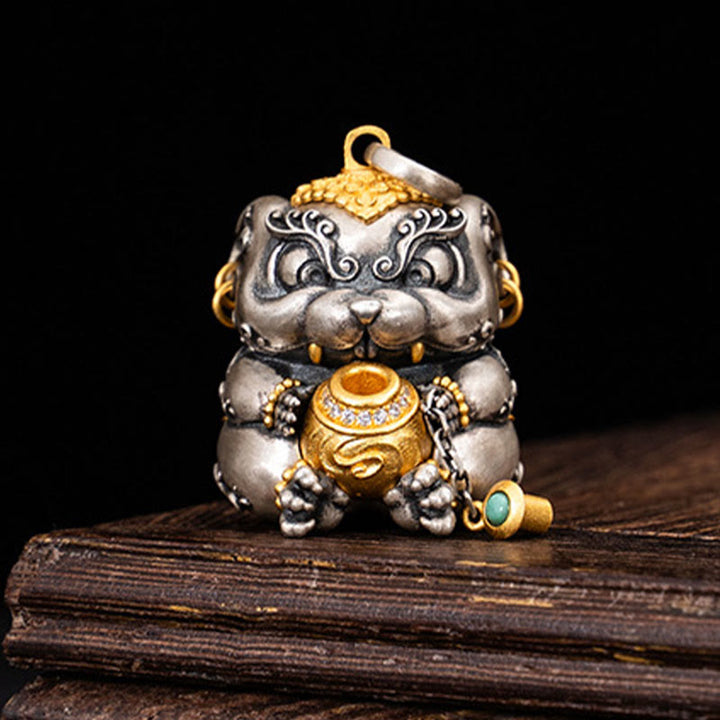 Buddha Stones925 スターリングシルバー チベット宝吐きネズミ除けネックレスペンダント