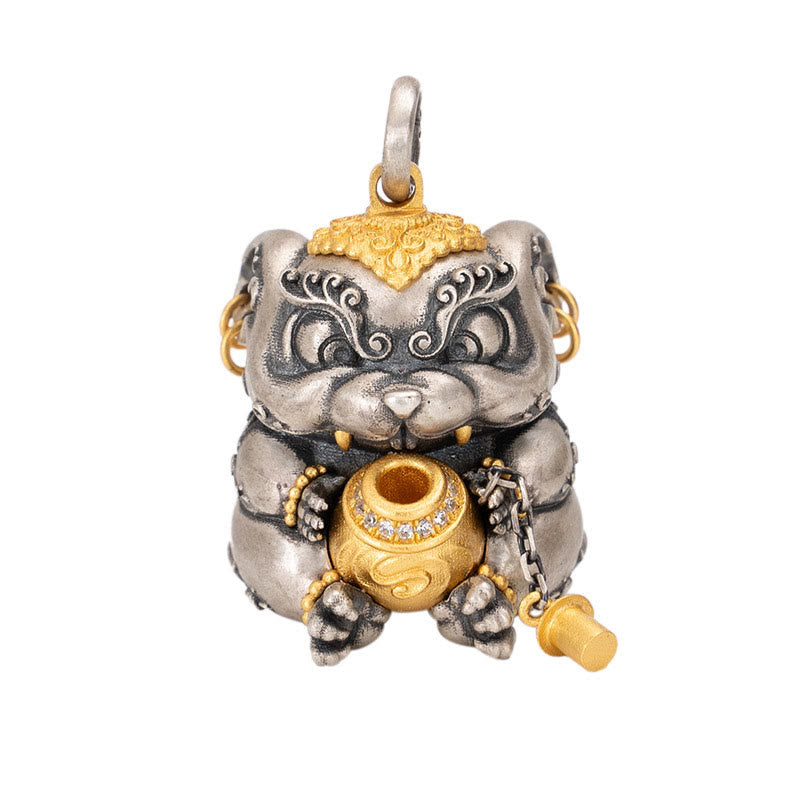 Buddha Stones925 スターリングシルバー チベット宝吐きネズミ除けネックレスペンダント
