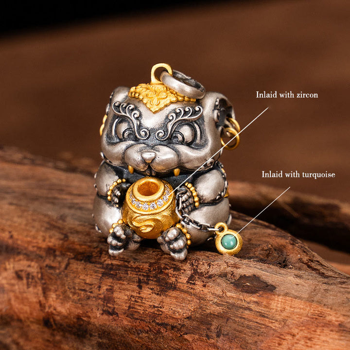 Buddha Stones925 スターリングシルバー チベット宝吐きネズミ除けネックレスペンダント