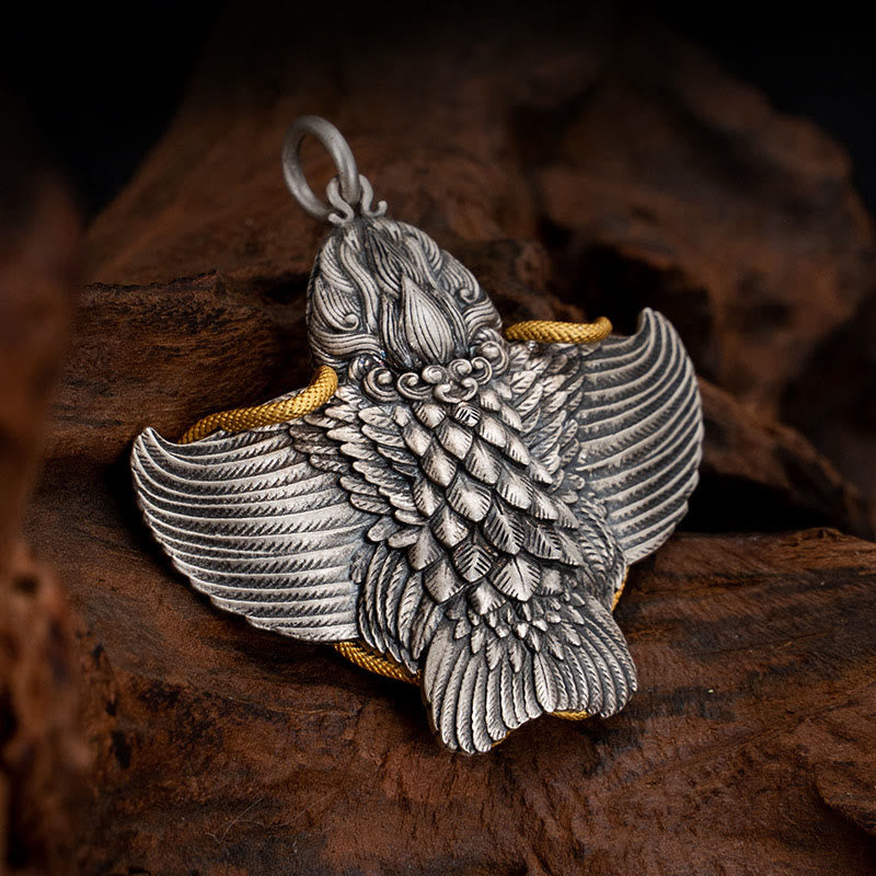 Buddha Stones925スターリングシルバー チベットガルーダ鳥 知恵のネックレスペンダント