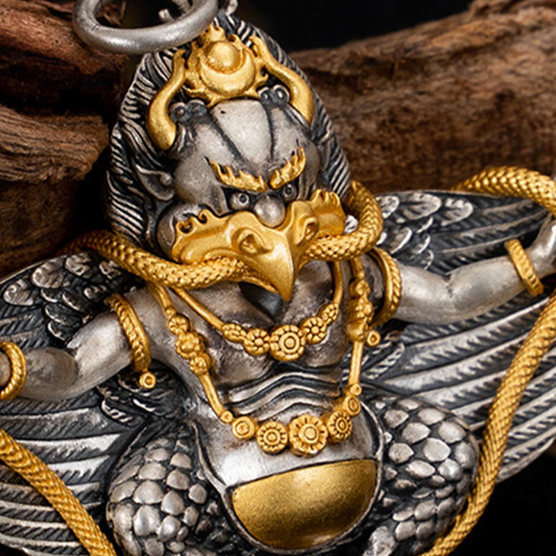 Buddha Stones925スターリングシルバー チベットガルーダ鳥 知恵のネックレスペンダント