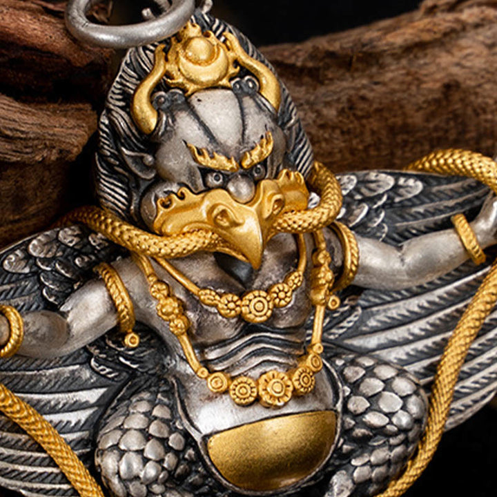 Buddha Stones925スターリングシルバー チベットガルーダ鳥 知恵のネックレスペンダント