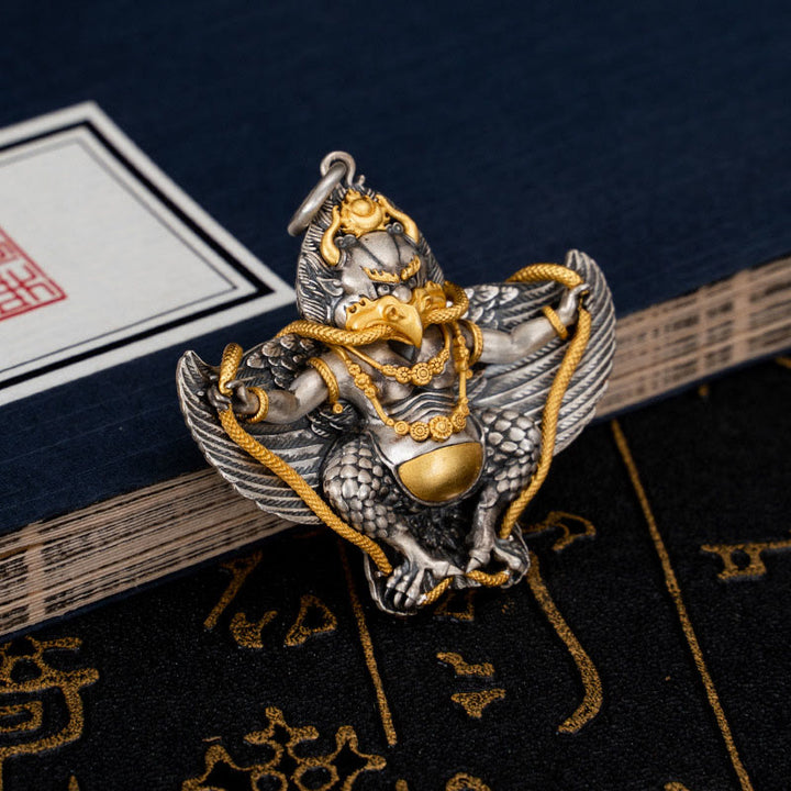 Buddha Stones925スターリングシルバー チベットガルーダ鳥 知恵のネックレスペンダント