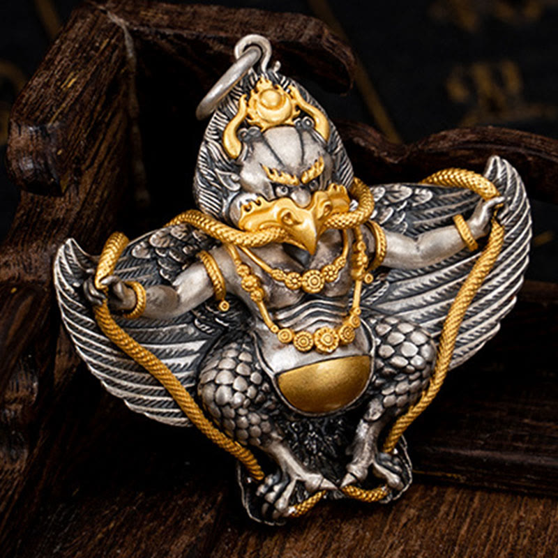 Buddha Stones925スターリングシルバー チベットガルーダ鳥 知恵のネックレスペンダント