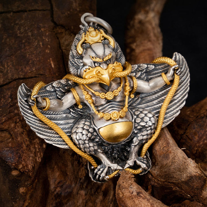 Buddha Stones925スターリングシルバー チベットガルーダ鳥 知恵のネックレスペンダント