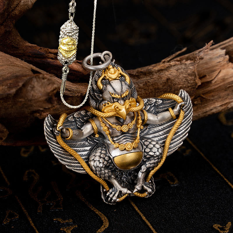 Buddha Stones925スターリングシルバー チベットガルーダ鳥 知恵のネックレスペンダント