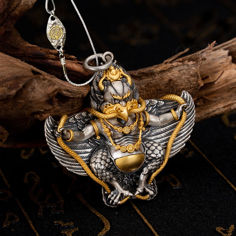 Buddha Stones925スターリングシルバー チベットガルーダ鳥 知恵のネックレスペンダント