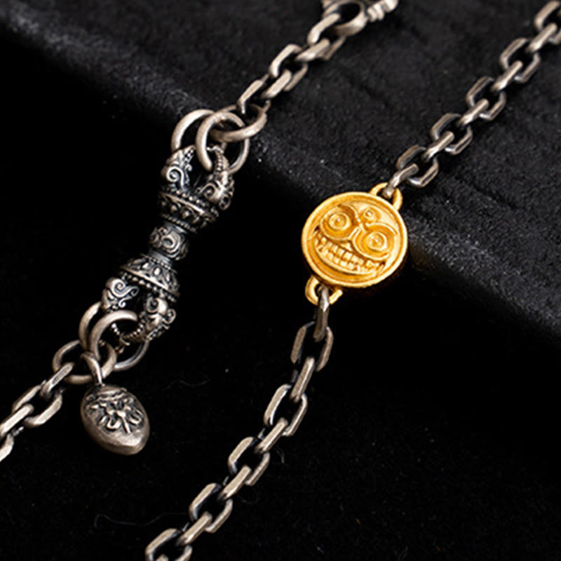 Buddha Stones925 スターリングシルバー チベットホワイト ザキラム 富の女神 ヴァジュラ ドルジェ 祝福 メタルチェーンネックレス