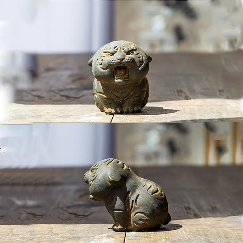 Buddha Stones ミニ虎の樹脂置物｜鉄粉入り・錆加工風インテリアオブジェ