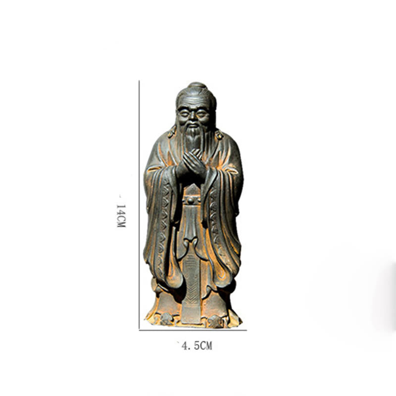 Buddha Stones手作り 孔子 鉄粉 錆 鋳造 樹脂 像 家の装飾