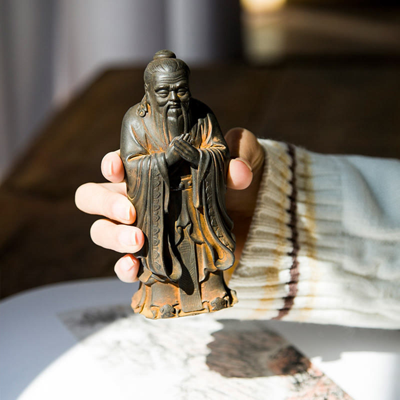 Buddha Stones手作り 孔子 鉄粉 錆 鋳造 樹脂 像 家の装飾