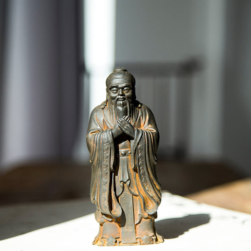 Buddha Stones手作り 孔子 鉄粉 錆 鋳造 樹脂 像 家の装飾