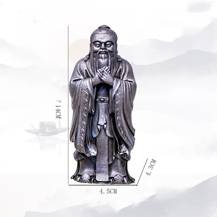 Buddha Stones手作り 孔子 鉄粉 錆 鋳造 樹脂 像 家の装飾