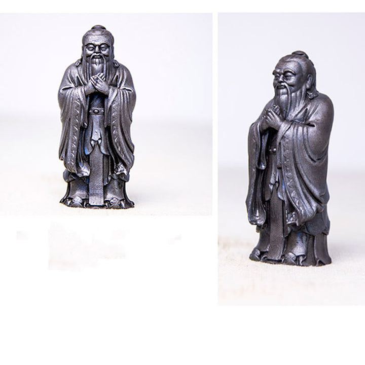 Buddha Stones手作り 孔子 鉄粉 錆 鋳造 樹脂 像 家の装飾