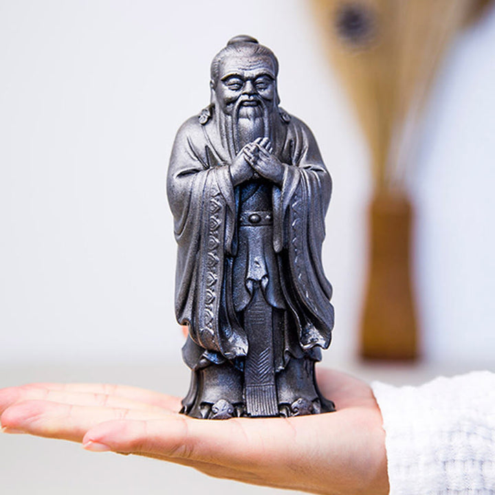 Buddha Stones手作り 孔子 鉄粉 錆 鋳造 樹脂 像 家の装飾