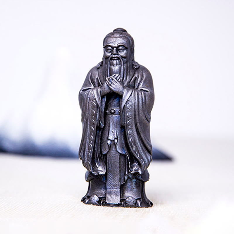 Buddha Stones手作り 孔子 鉄粉 錆 鋳造 樹脂 像 家の装飾