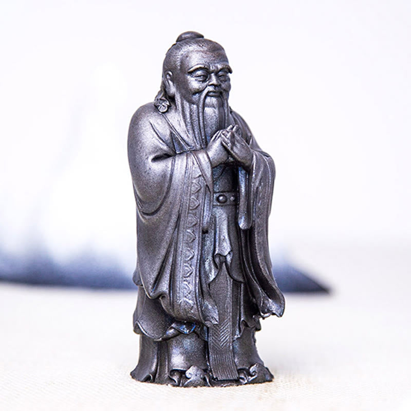 Buddha Stones手作り 孔子 鉄粉 錆 鋳造 樹脂 像 家の装飾