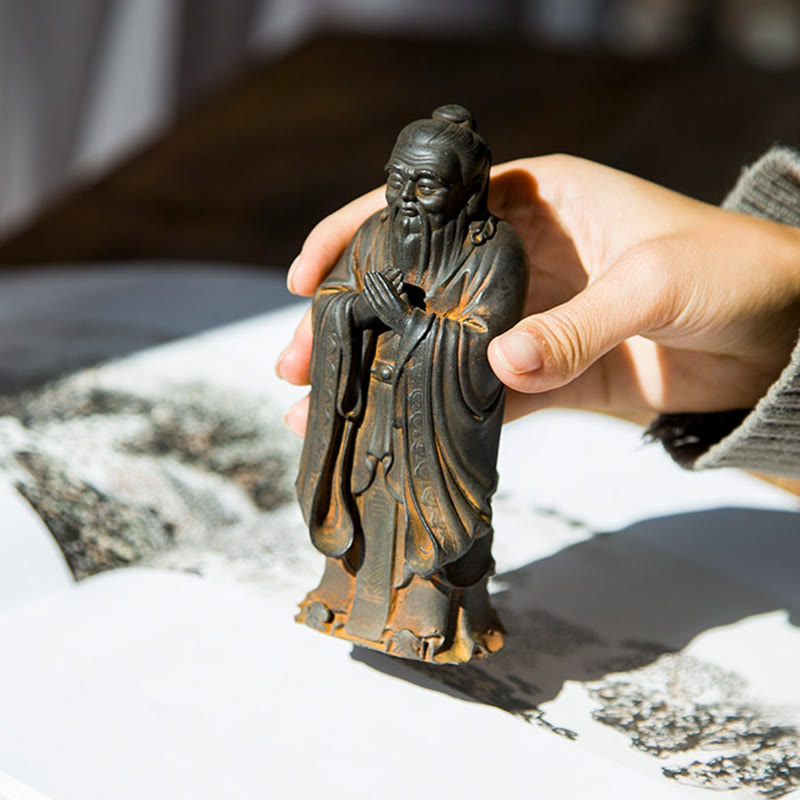 Buddha Stones手作り 孔子 鉄粉 錆 鋳造 樹脂 像 家の装飾