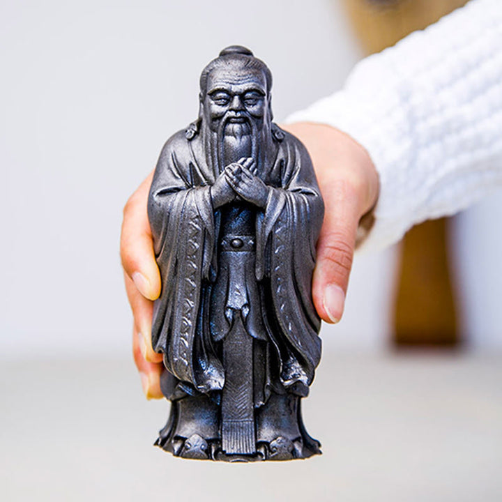 Buddha Stones手作り 孔子 鉄粉 錆 鋳造 樹脂 像 家の装飾