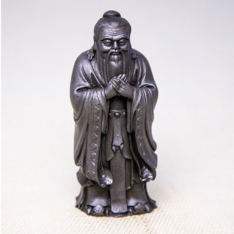 Buddha Stones手作り 孔子 鉄粉 錆 鋳造 樹脂 像 家の装飾