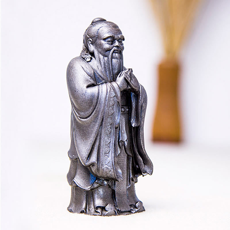 Buddha Stones手作り 孔子 鉄粉 錆 鋳造 樹脂 像 家の装飾