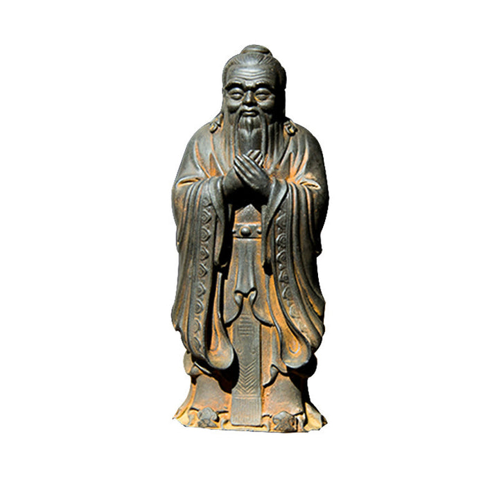 Buddha Stones手作り 孔子 鉄粉 錆 鋳造 樹脂 像 家の装飾