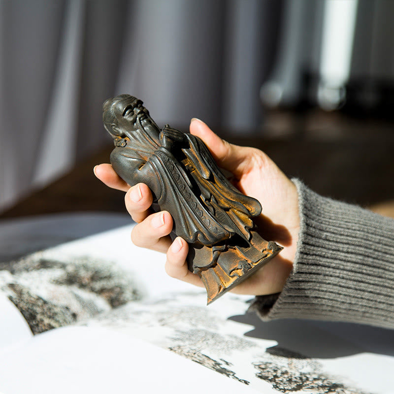Buddha Stones手作り 孔子 鉄粉 錆 鋳造 樹脂 像 家の装飾